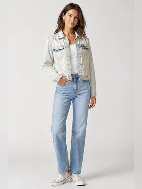 Aeropostale Small Light Blue Distressed Denim Jacket